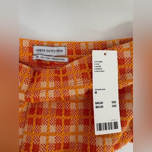 NWT Urban Outfitters Orange Plaid Pull On Flare Pants - Picture 4 of 6